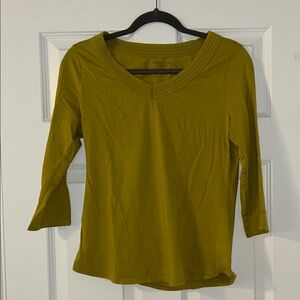 Olive Green Women's V-Neck Top